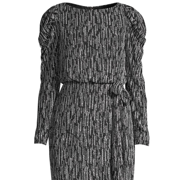 Aiden Mattox Puff Sleeve Metallic Knit Dress - Picture 2 of 5